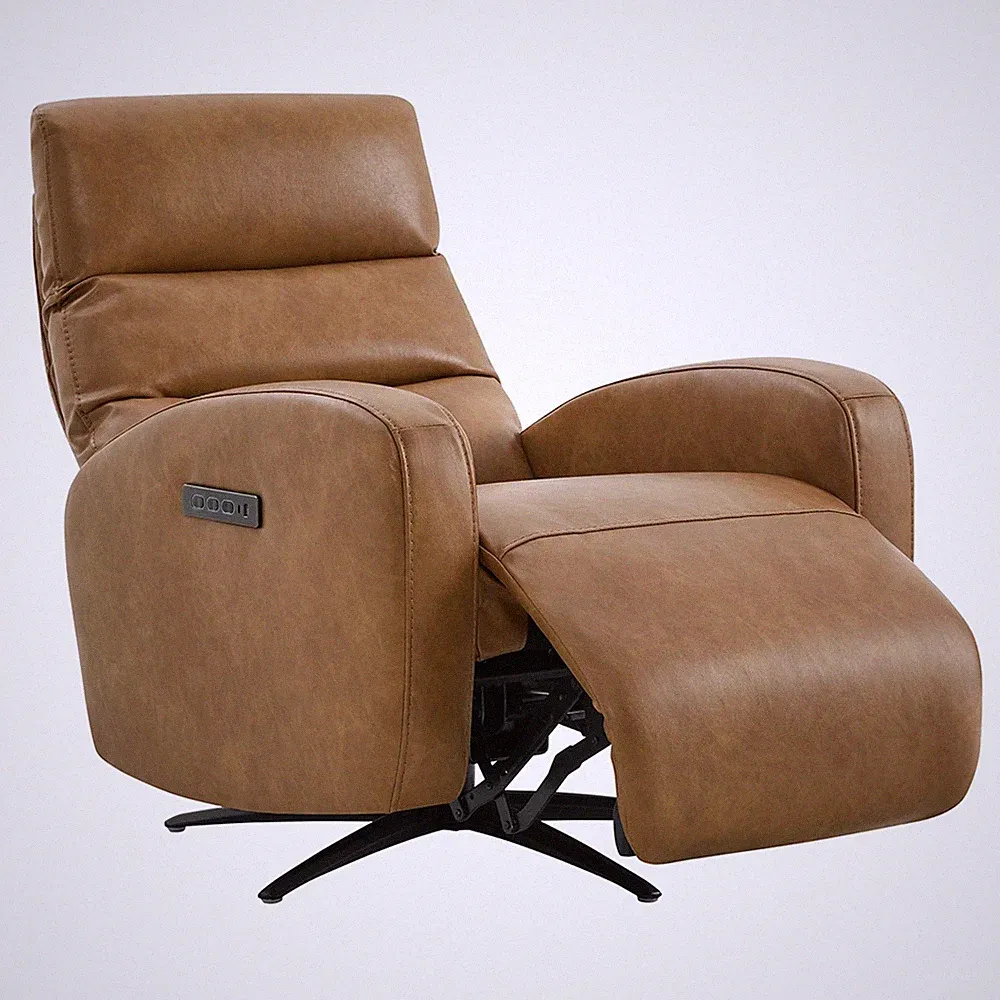 CHITA Genuine Leather Power Swivel Recliner Chair Modern Recliner,Power Headrest