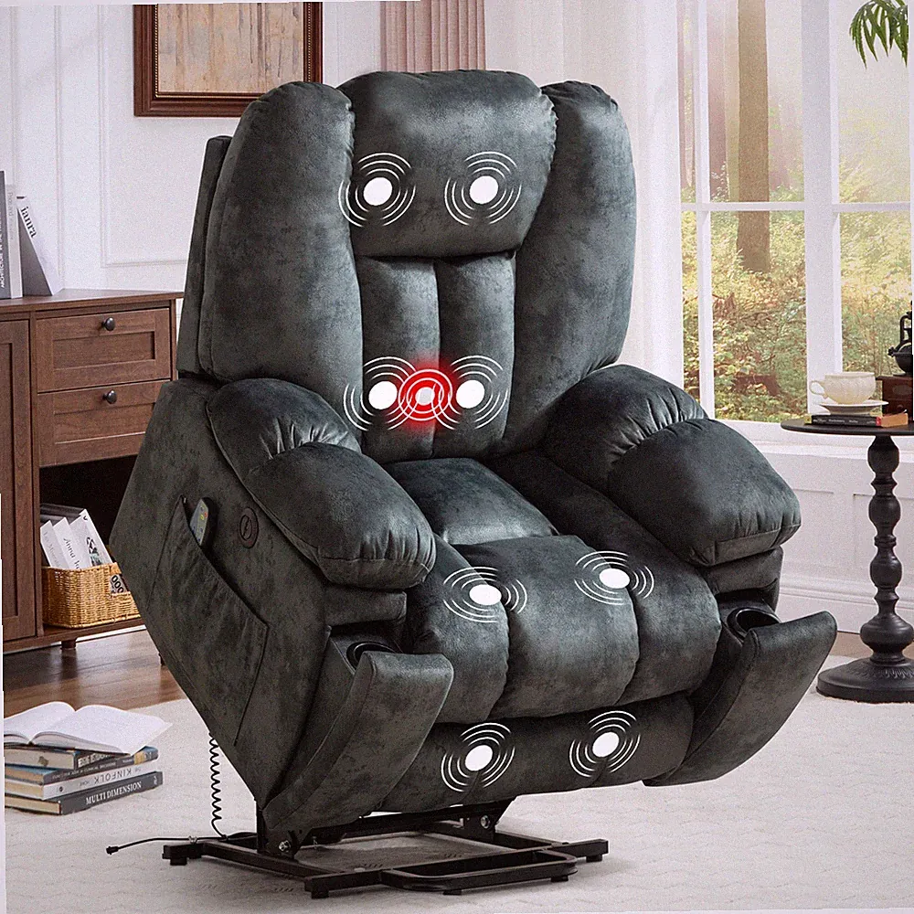 EBELLO Large Power Lift Recliner Chair with Massage, Heat, and USB for Elderly