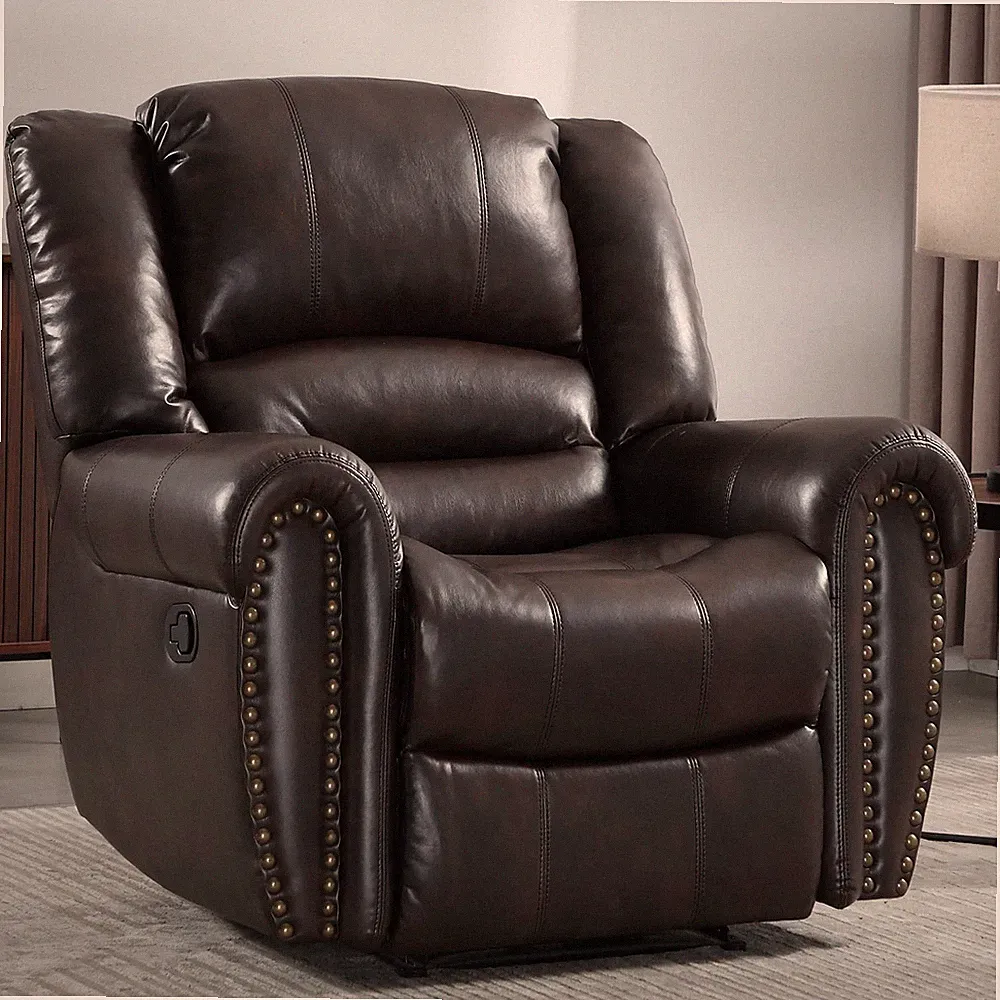 EBELLO Leather Manual Recliner Chair, Classic and Traditional Single Sofa Chair