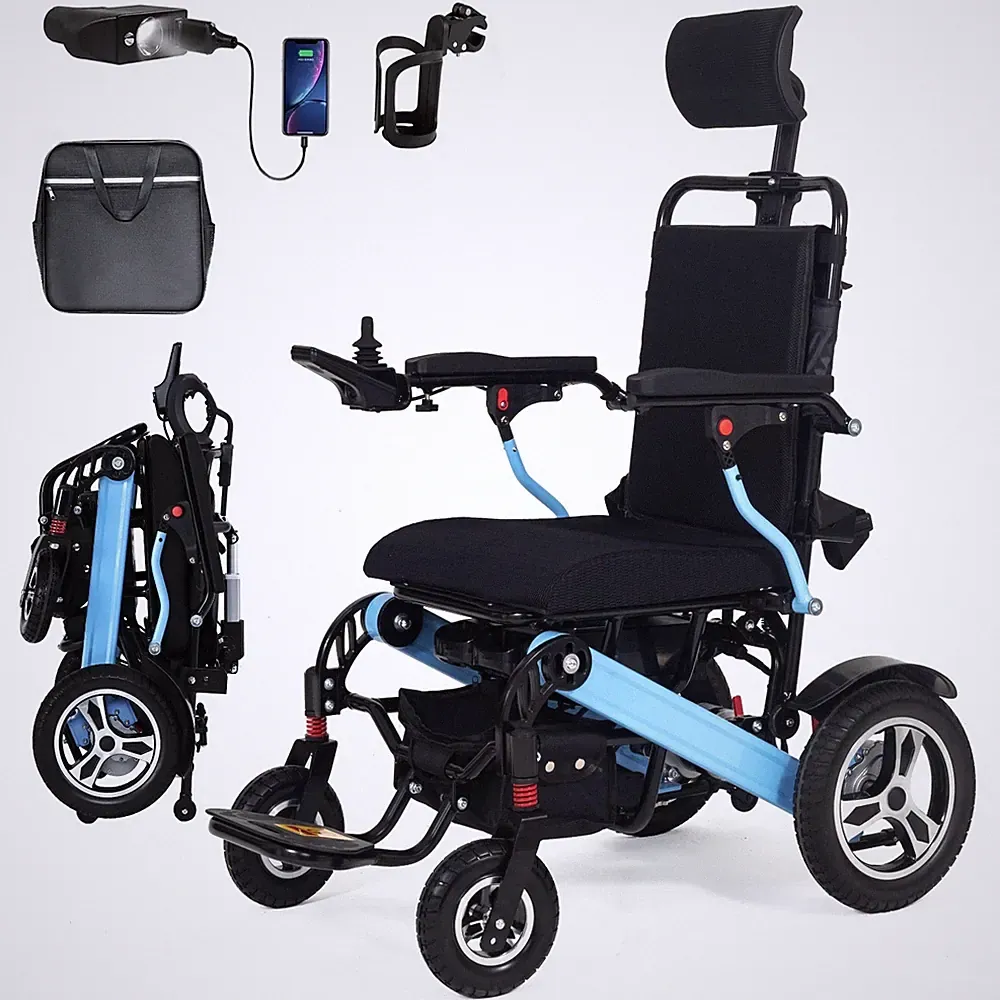 Foldable Reclining Electric Wheelchair for Adults, 30 Miles Range, 2*350 W Motor