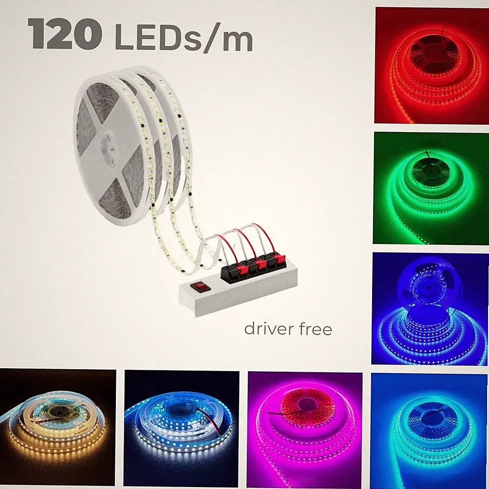 LED Strip Lights 120leds/m 110V/220V Flexible Driver-Free No Power Supply Needed