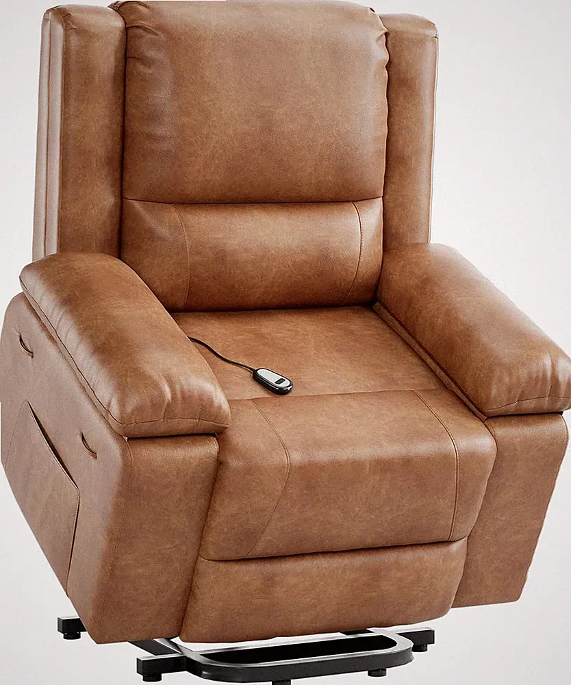 Massage & Heat PU Leather Power Lift Recliner Chair with USB Port & Side Pocket