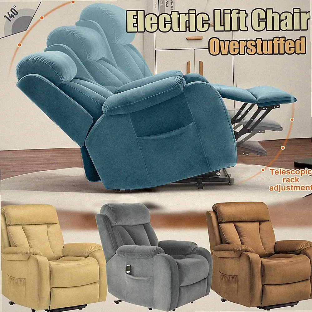 Overstuffed Electric Lift Chair Theater Power Recliner Nap Time for Living Room