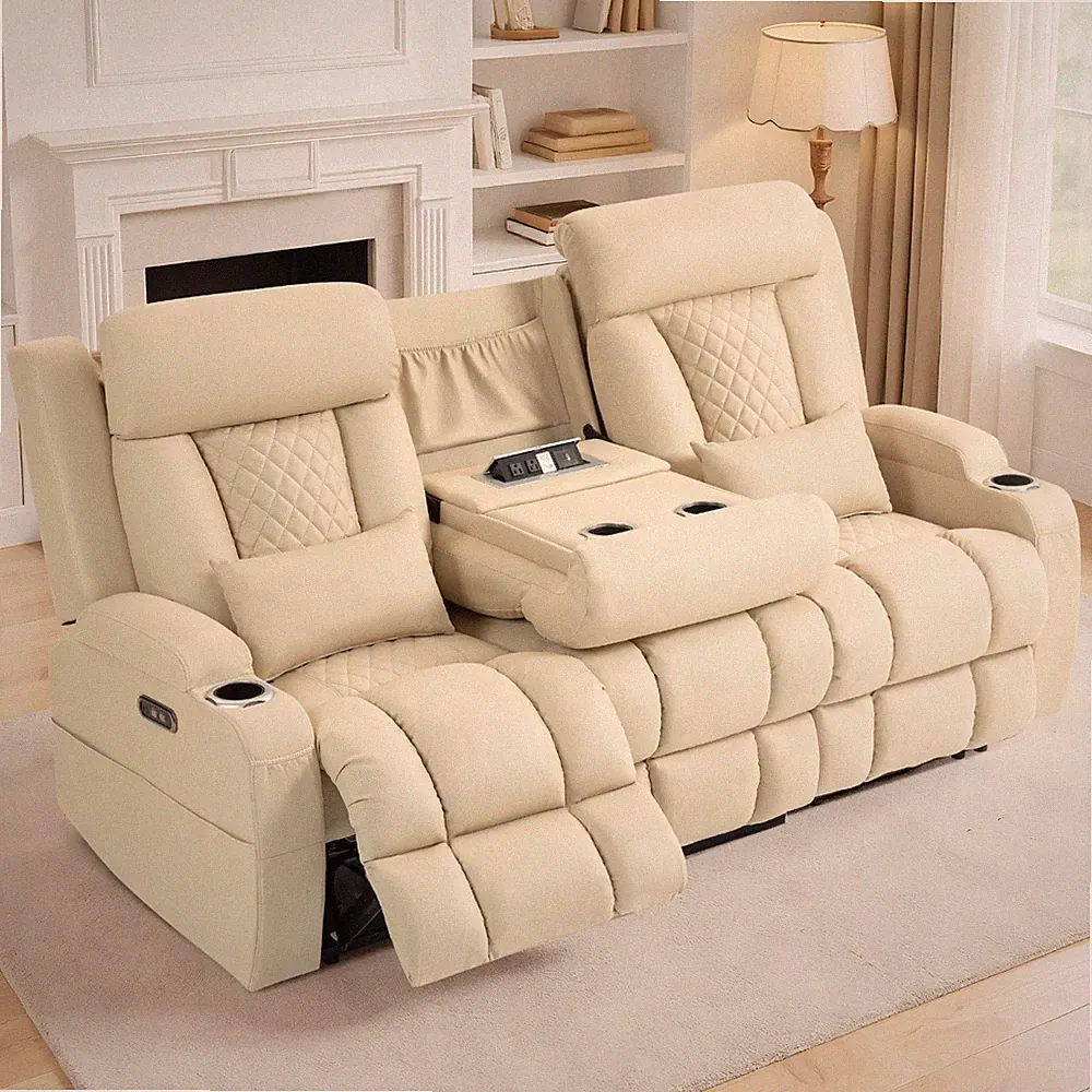 Power Loveseat Recliner Sofa, Wall Hugger Couch with Adjustable Headrest, Type-C