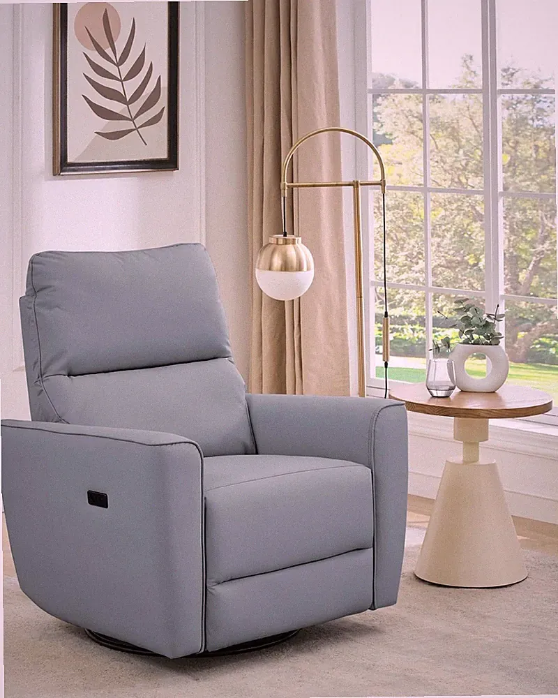Power Swivel Recliner Chair, PU Leather Upholstered Rocker Glider with Footrest