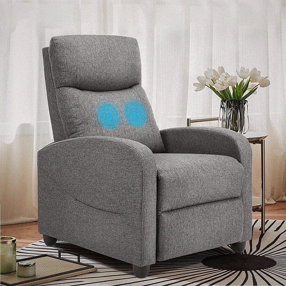 Recliner Chair Massage Sofa Fabric LumbarSupport Adjustable Padded Seat Backrest