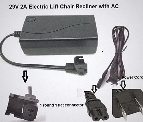 Universal Power Cord for Recliner Chair 2Pin Power Adapter for Lift Chair Ashley